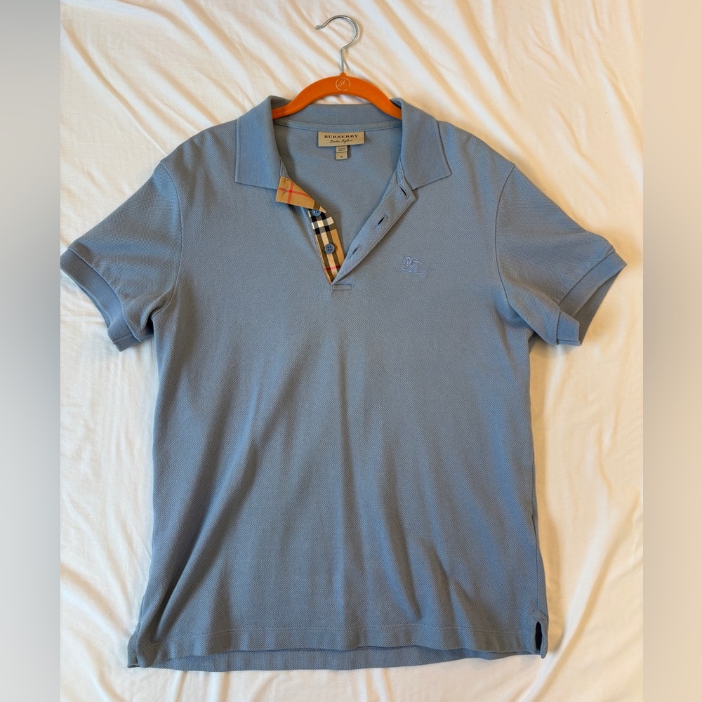 Burberry Light Blue Polo Shirt for Men